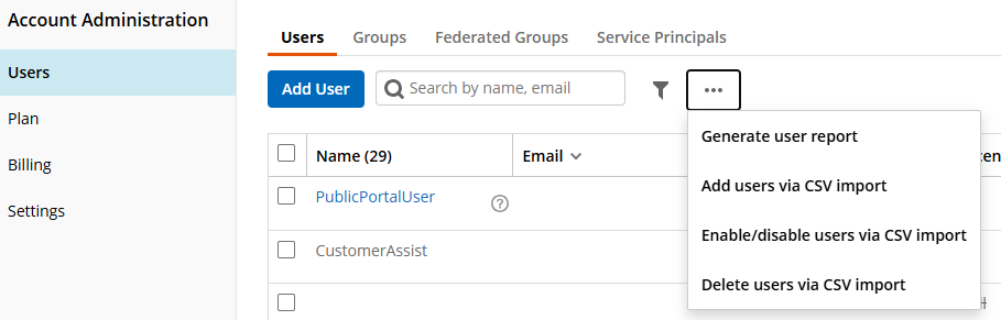 Option to add users via CSV import