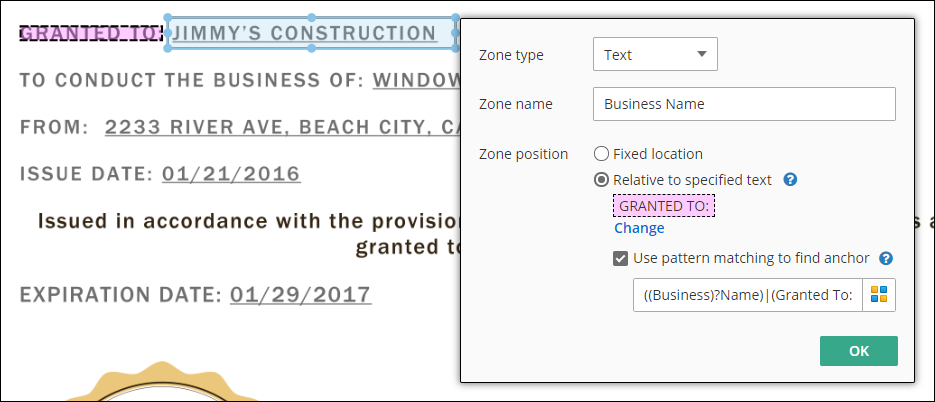 Define a regular expression to find varying anchor text. Use pattern matching to find anchor