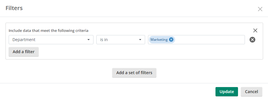 Filters dialog box