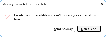 Classic Outlook warning if the Laserfiche for new Outlook Add-in is installed Classic Outlook warning if the Laserfiche for new Outlook Add-in is installed