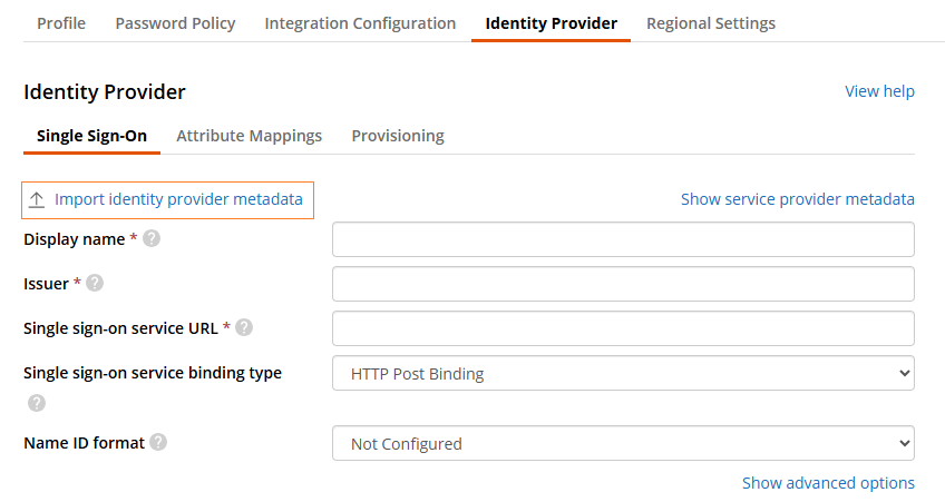 Import identity provider metadata