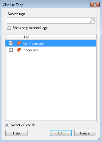 Choose Tags dialog box