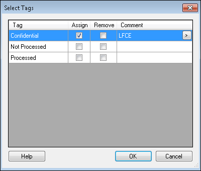 Select Tags dialog box