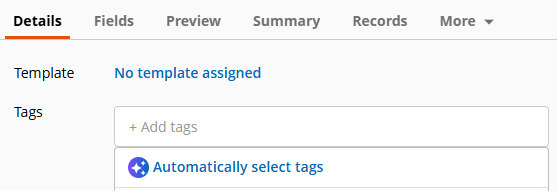 Automatically select tags option