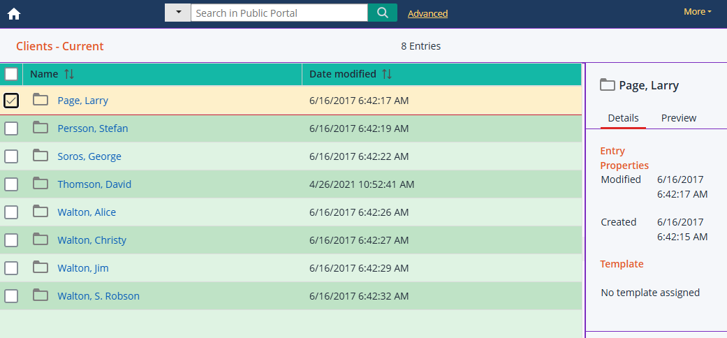 Sample Public Portal page