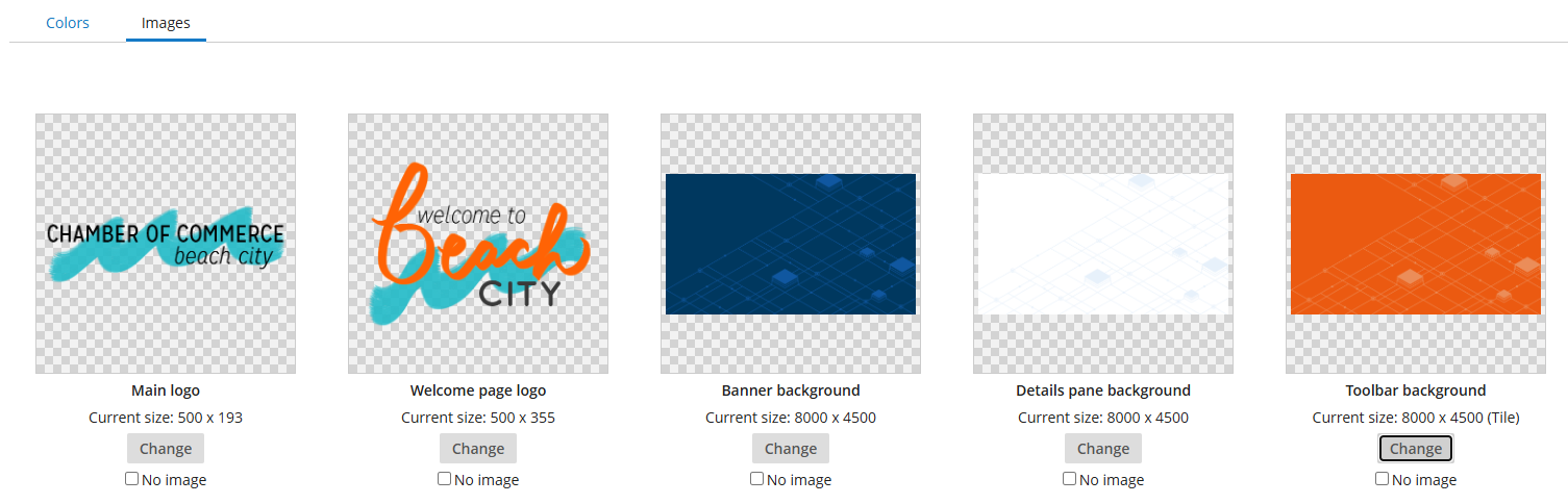 Images tab under Themes in Public Portal