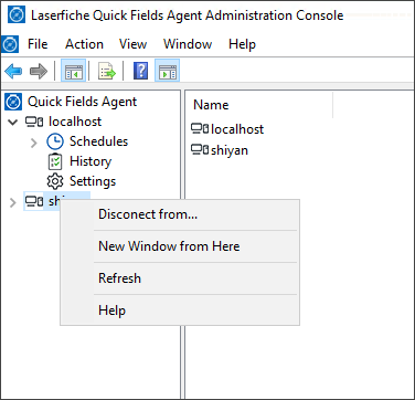 Disconnect from the Quick Fields Agent Service Right-click the server and select Disconnect from