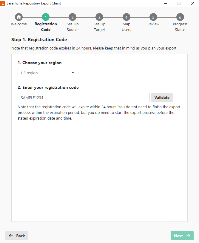 Registration Code Step