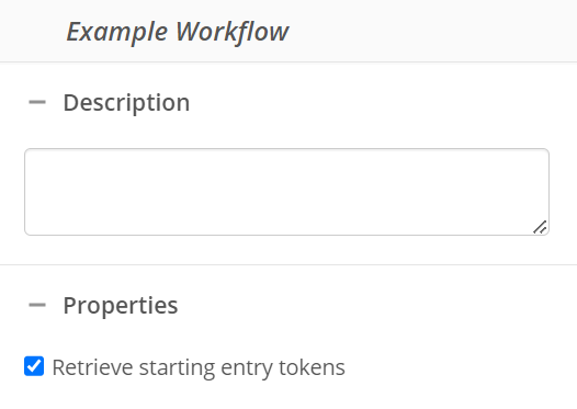 Retrieve starting entry tokens option in the Properties Pane